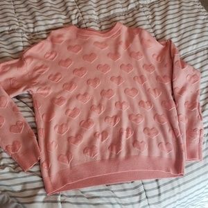 Xhilaration Textured Pink Heart Sweater